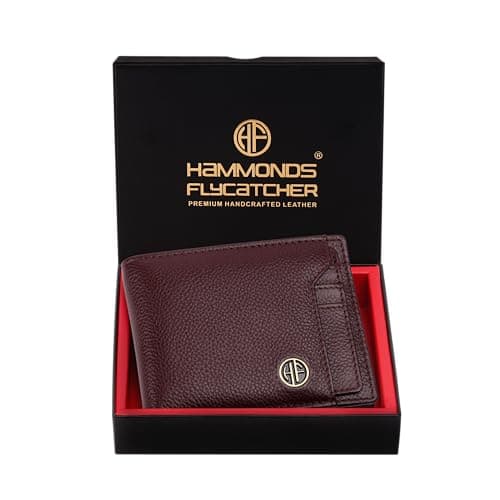 HAMMONDS FLYCATCHER Wallet for Men Leather Original, Mens Wallet, Leather Wallets for Men Stylish, Bi-Fold Wallets for Man, 6 Card Slots, Easy Access Card Slots, Coin Pocket, Mens Gift - Redwood Brown