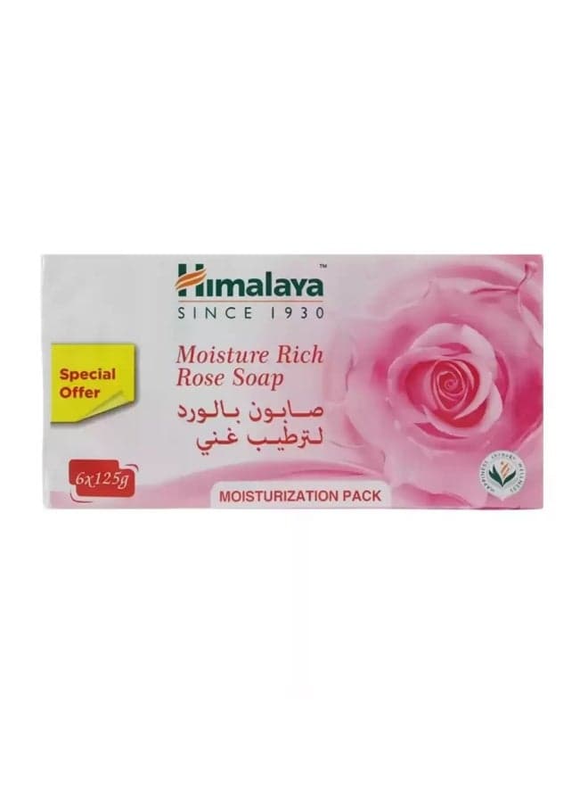 Himalaya Moisture Rich Rose Soap with Olive Oil & Cocoa Butter- 6X125gms