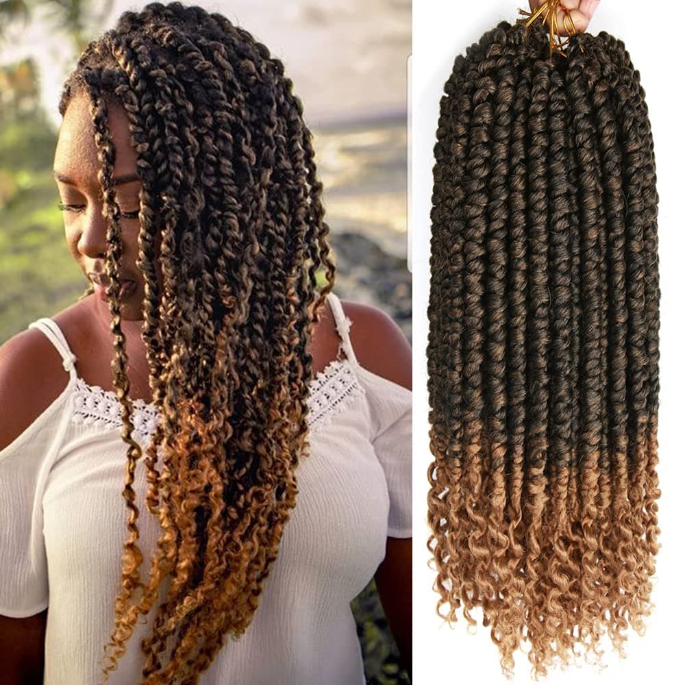 8 Packs Ombre Crochet Curly Wave Senegalese Crochet Hair for Black Women Synthetic Fluffy 14 Inch Short Spring Twist Crochet Hair Pretwisted Passion Twist Crochet Hair 14inch Pack of 8 T1B27