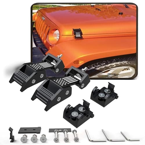 ASLONG 2PCS Hood Latches Catch Kit with U.S. Flag Style Black Aluminum for Jeep Wrangler JK JKU 2007-2018 & 2018-2025 Jeep Wrangler JL JLU Gladiator JT,Pair