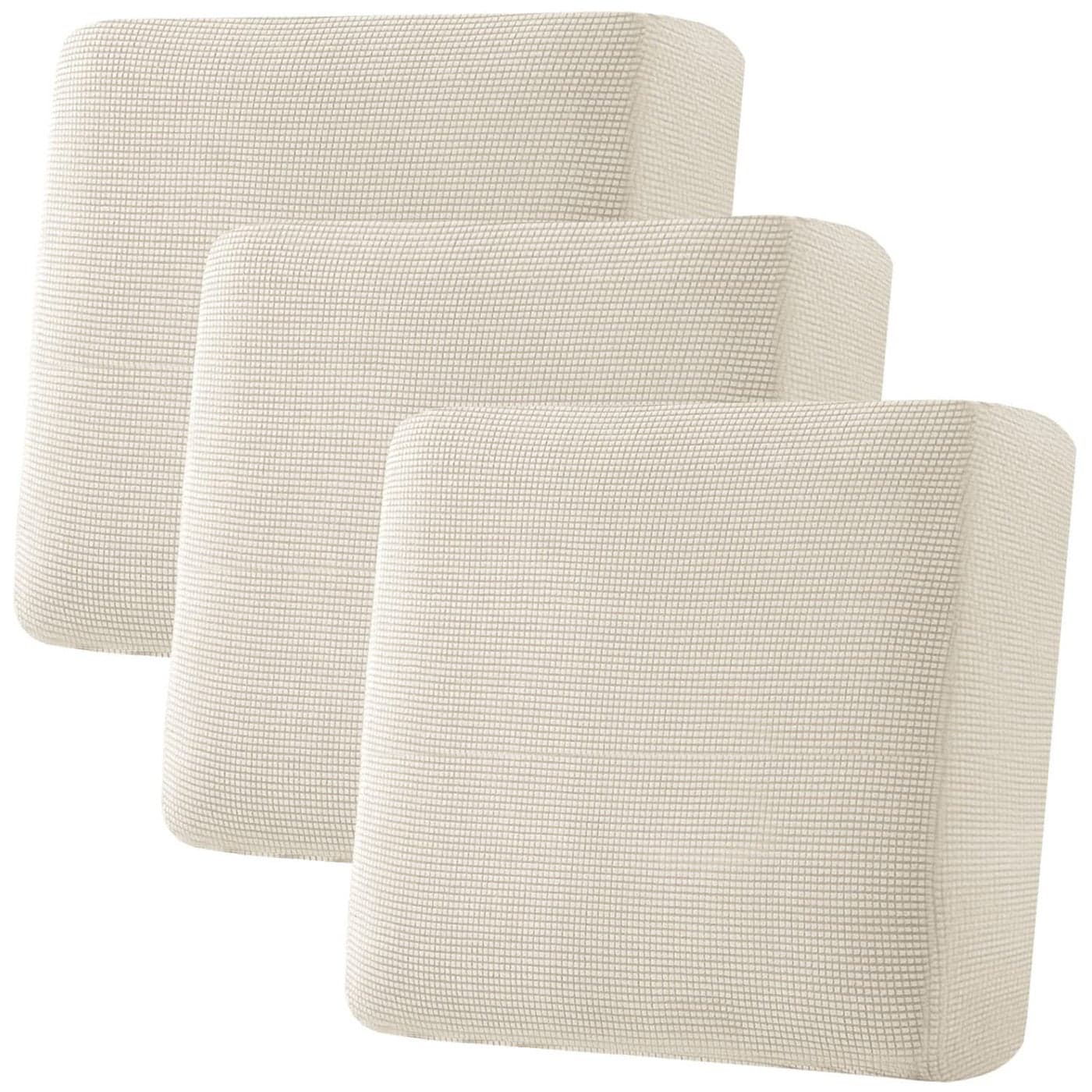 HVERSAILTEX Super Stretch Individual Seat Sofa Covers Couch Slipcover Sets Thick Jacquard Textured Twill Fabric 3 Piece XL Sofa Cushion Covers Natural