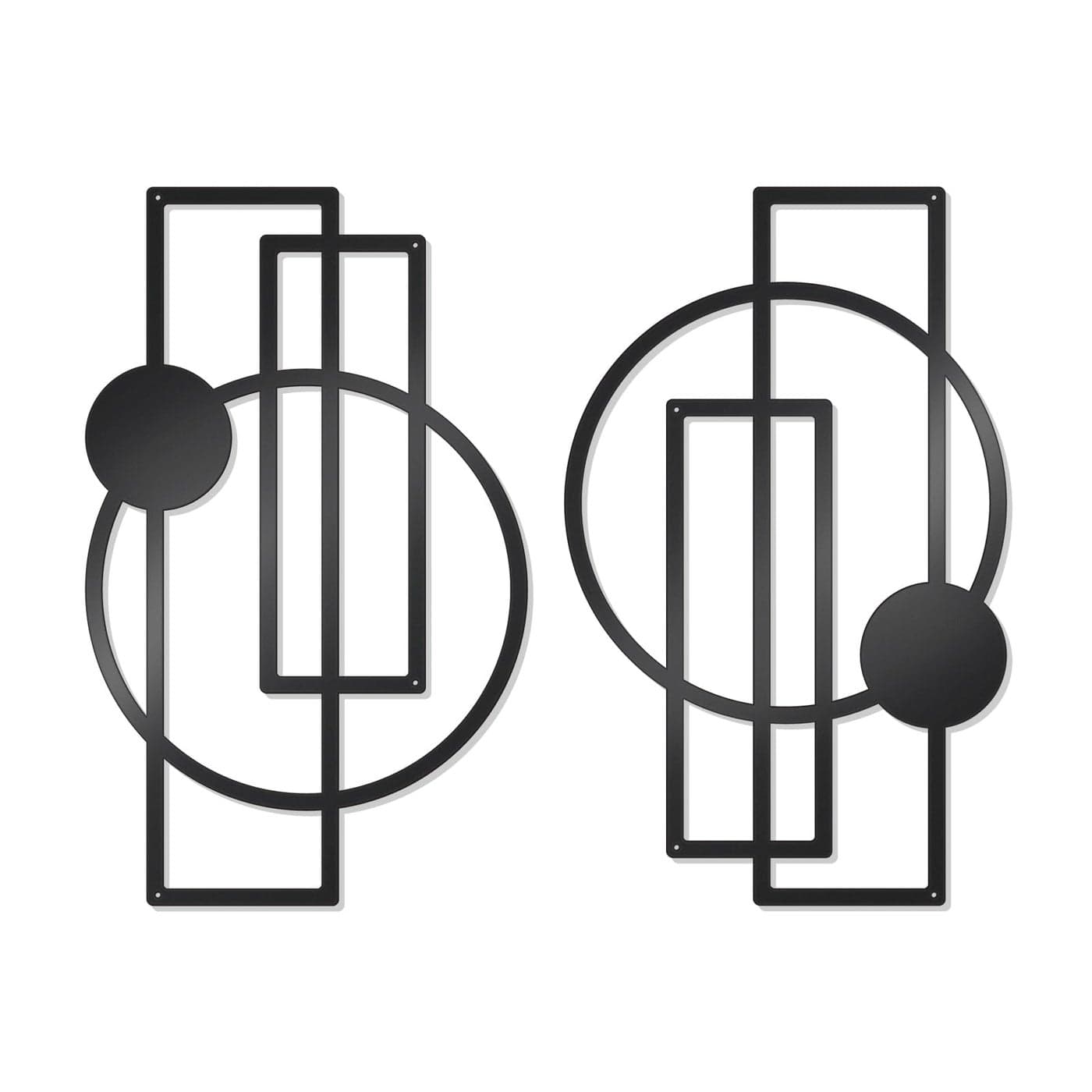 OYEFLY 2 Pcs Metal Abstract Wall ArtModern Geometric Decor Black style 1