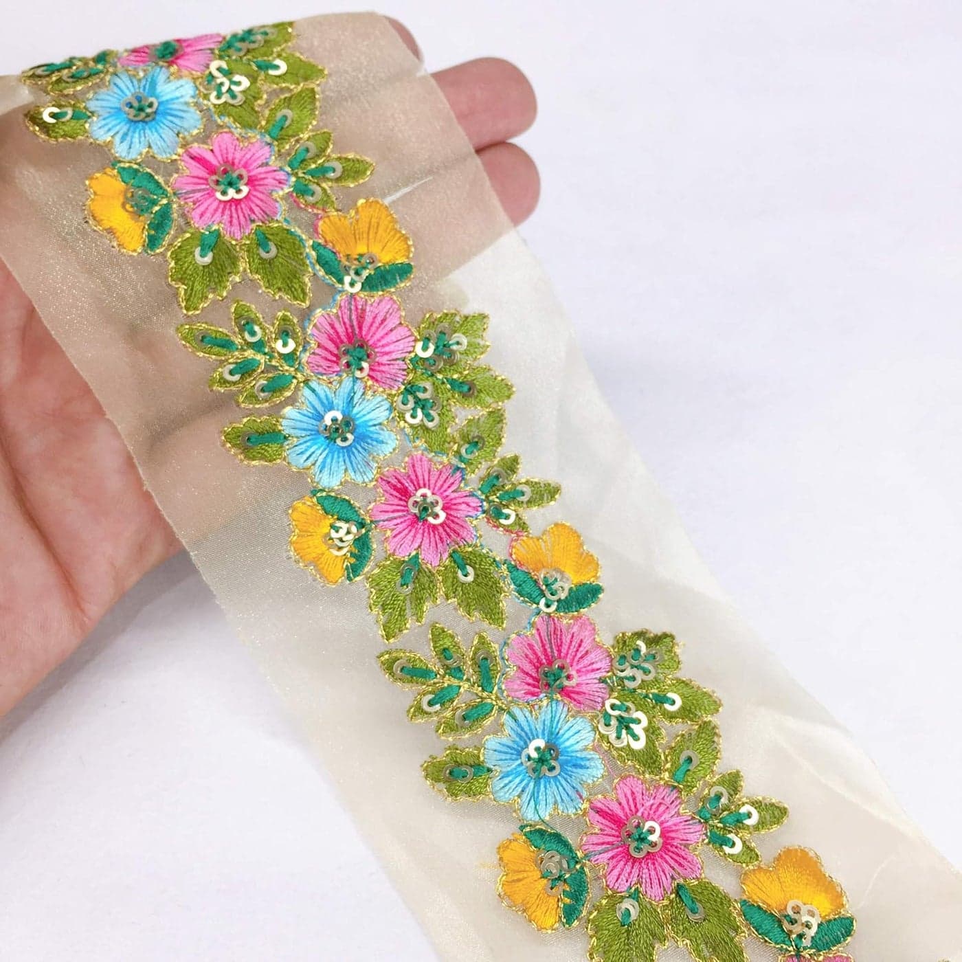 Lami - 9 Meters Parsi Embroidery Border, Resham Multicolor, Designer Saree Lace, Wedding Dulhan Blouse, Bridal Lehenga, Dupatta, Suit, Anarkali Border, Indian Trims, Fashion Lace, Sari Border Lace