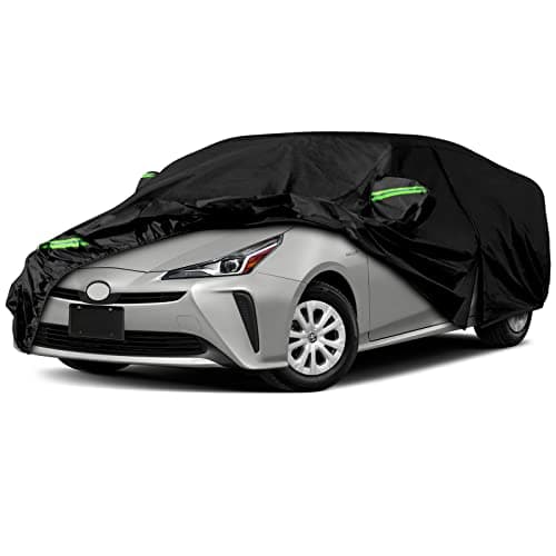 Waterproof Car Cover Replace for 2004-2025 Toyota Prius, 6 Layers All Weather Car Covers with Zipper Door & Windproof Bands for Snow Rain Dust Hail Protection