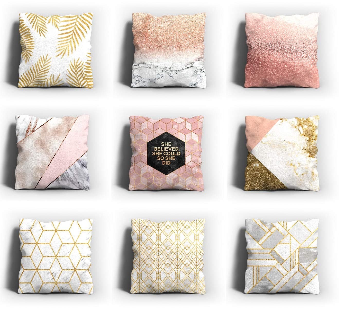 AEROHAVEN Set of 9 Velvet Designer Decorative Throw Pillow/Cushion Covers - CC128 - (18 x 18 Inch)