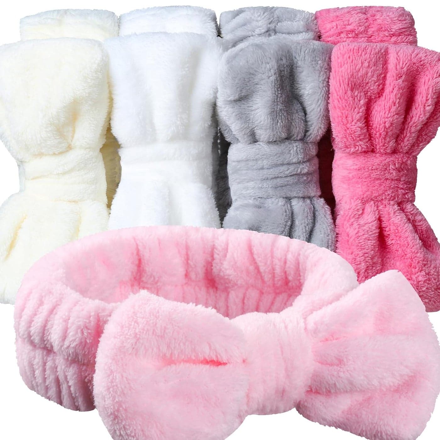 Teenitor 5 Pack Spa Headband for Washing Face Girls Makeup Headband Bow Tie Hair Band Microfiber Women Skincare Headbands Cosmestic Facial Sports Yoga Elastic Headband