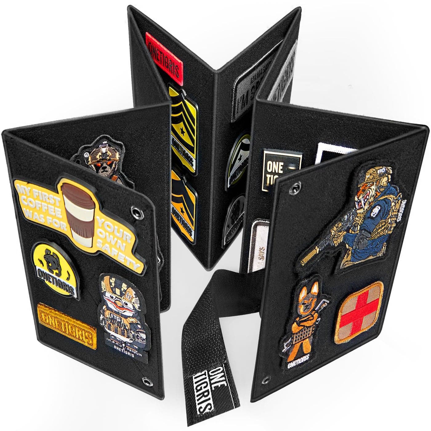 OneTigris Patch Display Foldable Tactical Patch Board Panel Holder Booklet Organizer for Hook Loop Patch Flag Patch Morale Patch Military Patch CollectionsNo Patches Included Black