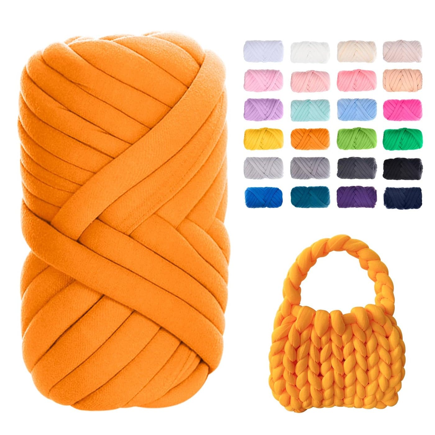JeogYong Chunky Yarn for Hand Knitting 055lb10 Yards Arm Knitting Bulky Giant Tubular Yarn for Bags Baskets Pillows Pet Nests DIY Crafts Orange