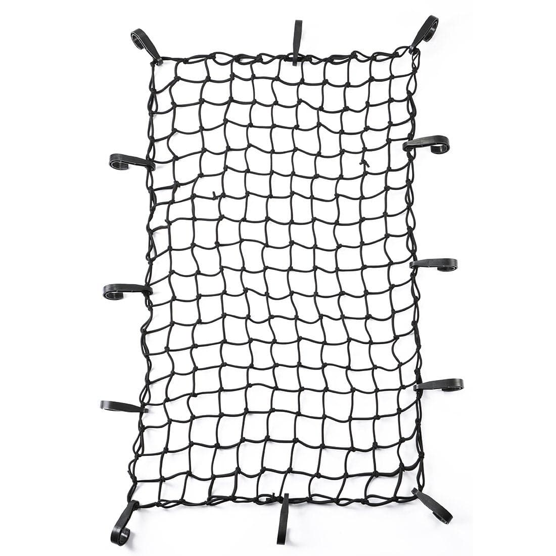 CZC AUTO 22x38 Black Latex Bungee Cargo Net Strech to 44x76 Luggage Netting with 2X2 Small Mesh and 12 Adjustable Plastic Hooks for Rooftop Cargo Carrier Roof Rail Rack Hitch Basket SUV