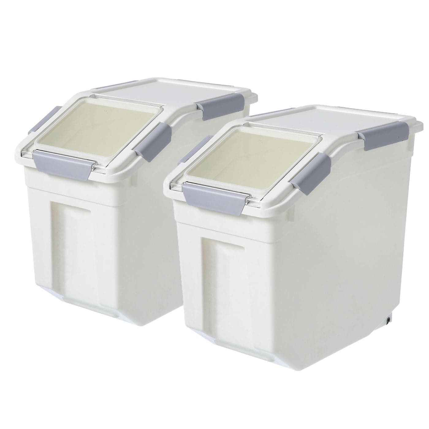 HANAMYA 10 Liter 20 lbs Rice Storage Container with Measuring Cup BPA free For Rice Grain Pet Food Flour 2 count White