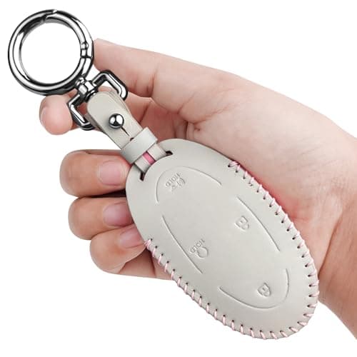 Tukellen Leather Key Fob Cover Compatible with Hyundai 2023 2024 2025 Ioniq 6 Grandeur GN7 KONA Sonata Elantra Key Fob7 Buttons Stone Grey
