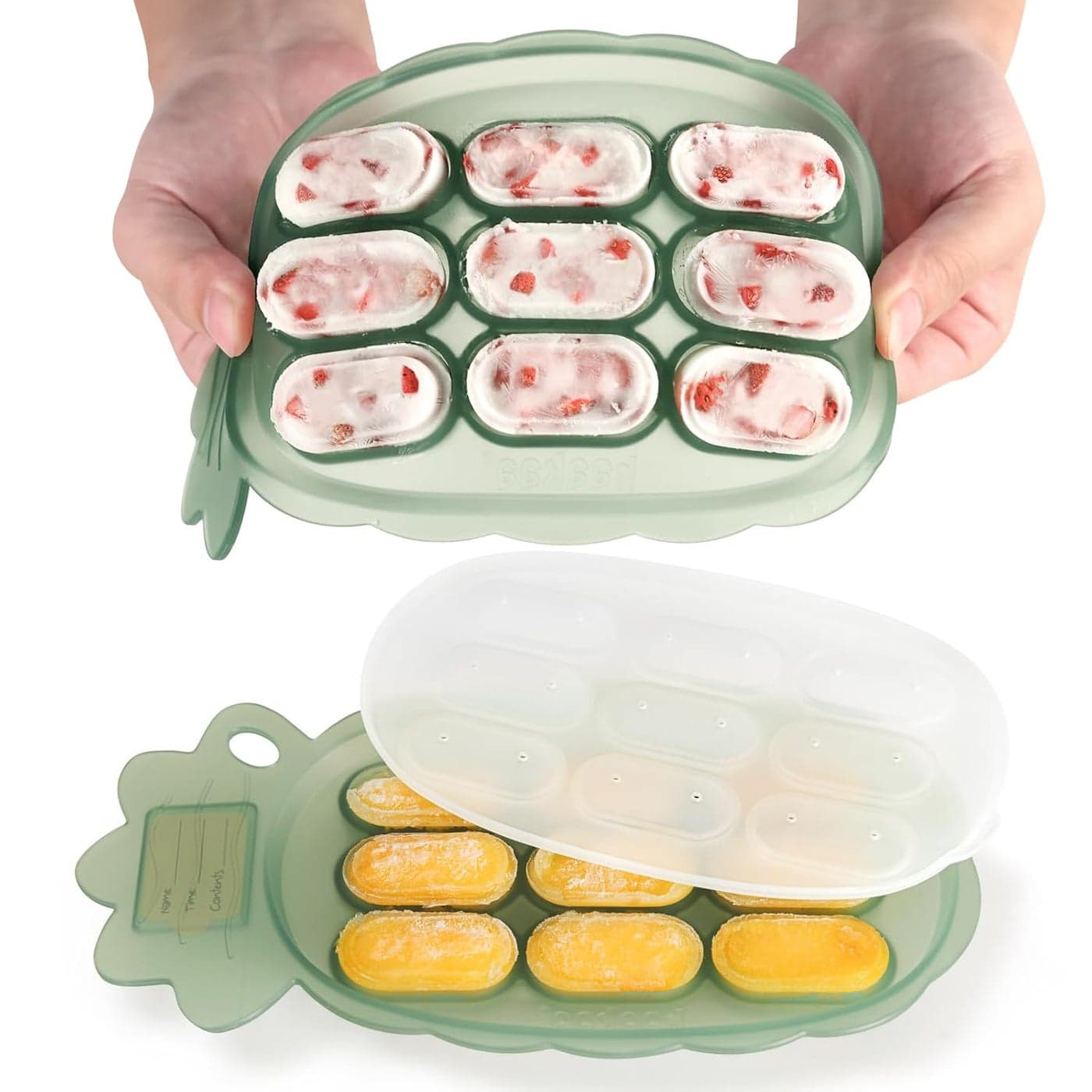 Haakaa Silicone Nibble Freezer Tray Breastmilk Teething Popsicle Mold Baby Fruit Food Feeder Teether Tray Baby Food Maker Ice Cube Tray 4 Months Babies BPA Free Silicone Green