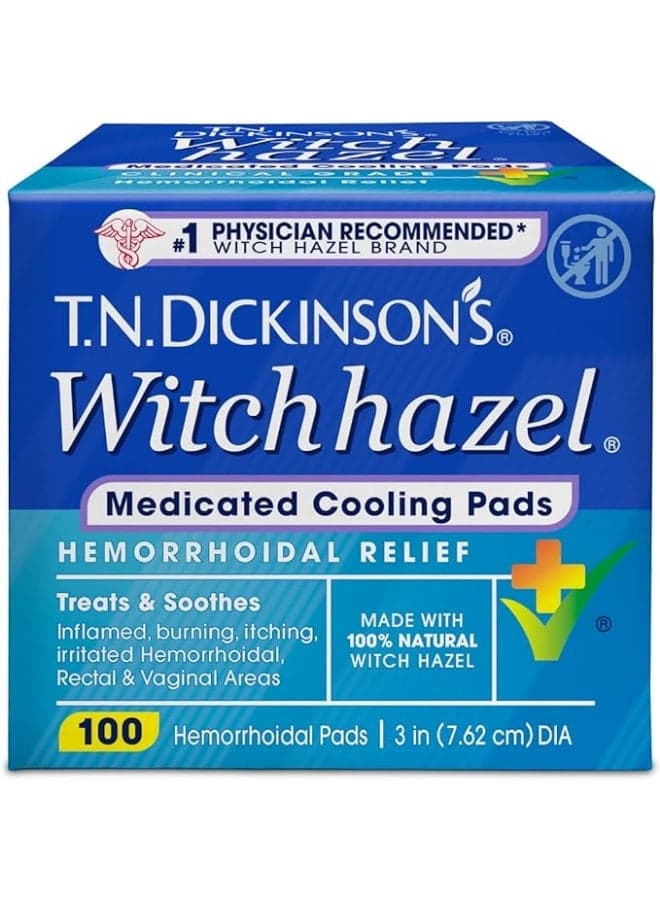 T.N. Dickinson's Hemorrhoidal Pads, Witch Hazel with Aloe, Clear, 100 Count