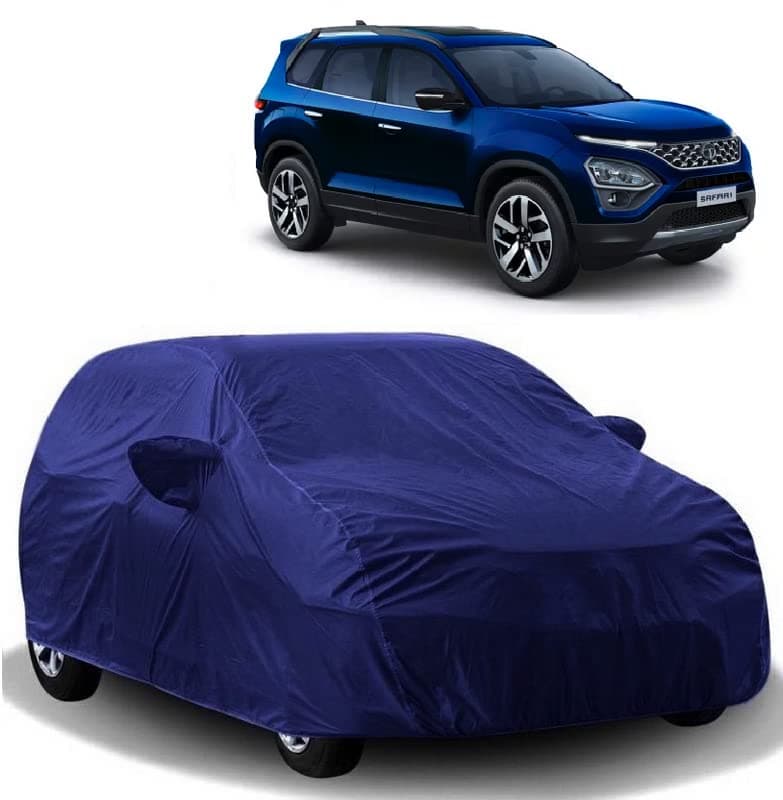 Carigiri Blue Car Body Cover for Tata Safari (Triple Stitched,Mirror Pockets,UV Resistant,Dustproof)(Models-2021,2022)
