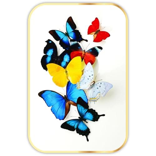 SAF paintings Butterfly Modern Art Sparkle Lamination Finished Surface Golden Slim Frame for Home Decor 13.5 inch x 19.5 inch