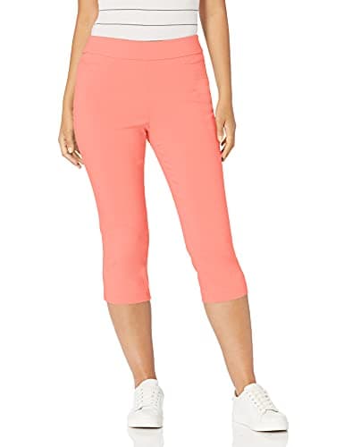 Briggs New York Womens Pull on Capri with Pocket Casual Pants, Flamingo Pink, 12 US