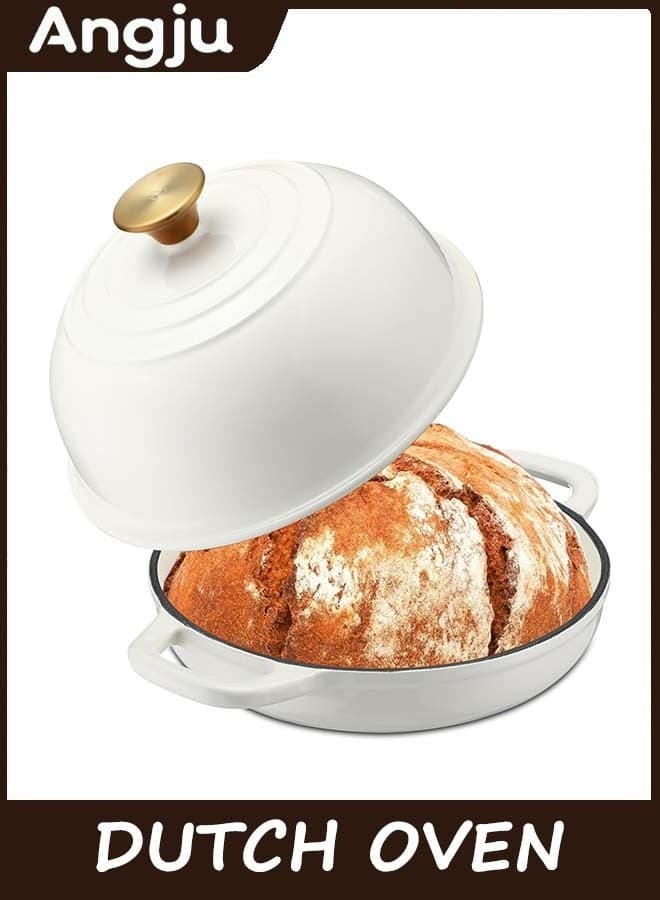 Enameled Bread Dutch Oven with Lid for Sourdough Baking Round Cast Iron Dutch Oven Pot Bread Bakers for Kitchen Homemade Cookware Gifts Roasting Frying Cooking Stewing