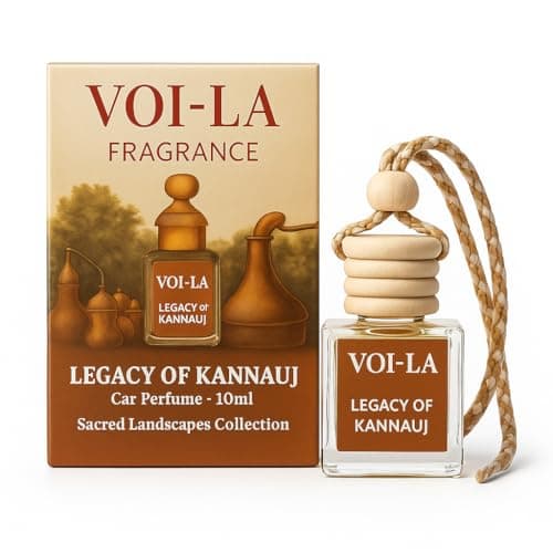 VOI-LA Luxury Car Perfume Legacy of Kannauj 10ml–Long Lasting Hanging Pod Car Air Freshener, Toxin-Free Organic Perfume, Rose Sandalwood Musk Fragrance, Lasts 30–45 Days – Sacred Landscapes Collection
