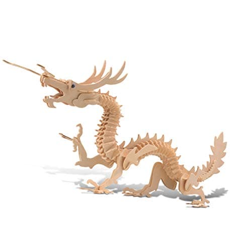 Puzzled 3D Puzzle Dragon Building Kit Wooden Dragon Puzzle Toy for Kids and Adults Educational DIY Wood Puzzle Toy Dragon Dragon Model Kit 3D Animal Puzzle to Build and Paint with 148 Pieces Pack