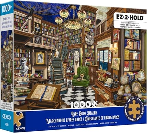 Ceaco EZ2Hold Joel McIntyre Rare Book Dealer 1000 Piece Jigsaw Puzzle for Adults Challenging Puzzle Perfect for Game Nights Finished Size is 30 x 24