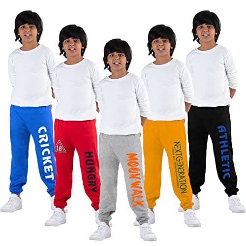 KYDA KIDS® Boys 100% Pure Cotton Loose Fit Track Pants | Elastic Waist Soft Breathable Summer Wear | Comfortable Casual Kids Trousers (Pack of 5)