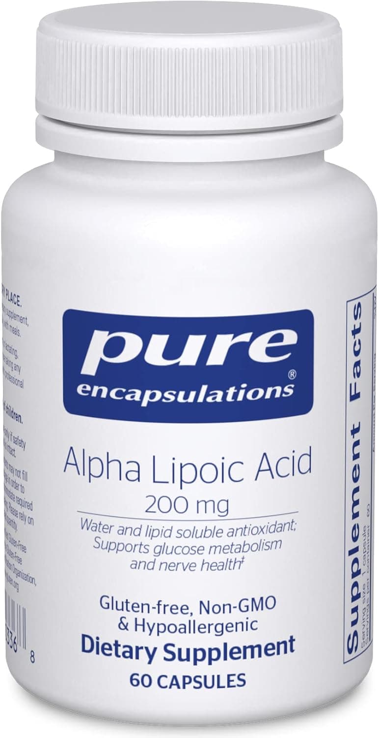 Pure Encapsulations Alpha Lipoic Acid 200 mg 200mg ALA Liver Antioxidant Support for Nerve Health Carb Metabolism Vegan NonGMO Supplement 60 Capsules