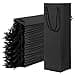 WUWEOT 50 Pack Black Wine Gift Bag Wine Tote Bags Bulk Kraft Paper Bag with Handles for Party Shopping Retail Merchandise