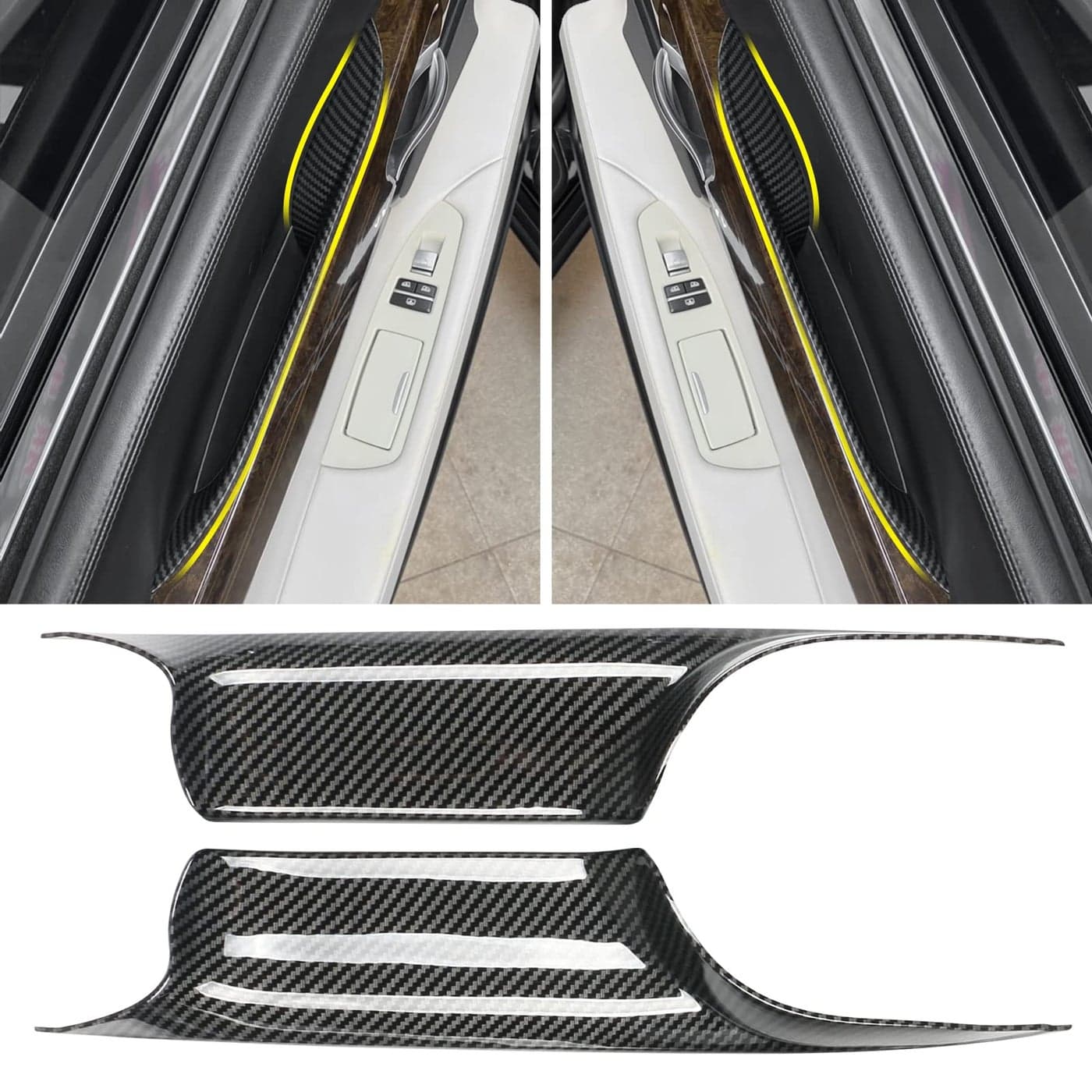 Jaronx Compatible with BMW 7 Series Door Pull Handle Covers Carbon Fiber Pattern Rear Row 7 Series F02 Door Handle CoverCompatible with BMW 730 740i 740li 750i 750li 760Longwheel Sedan 20082014