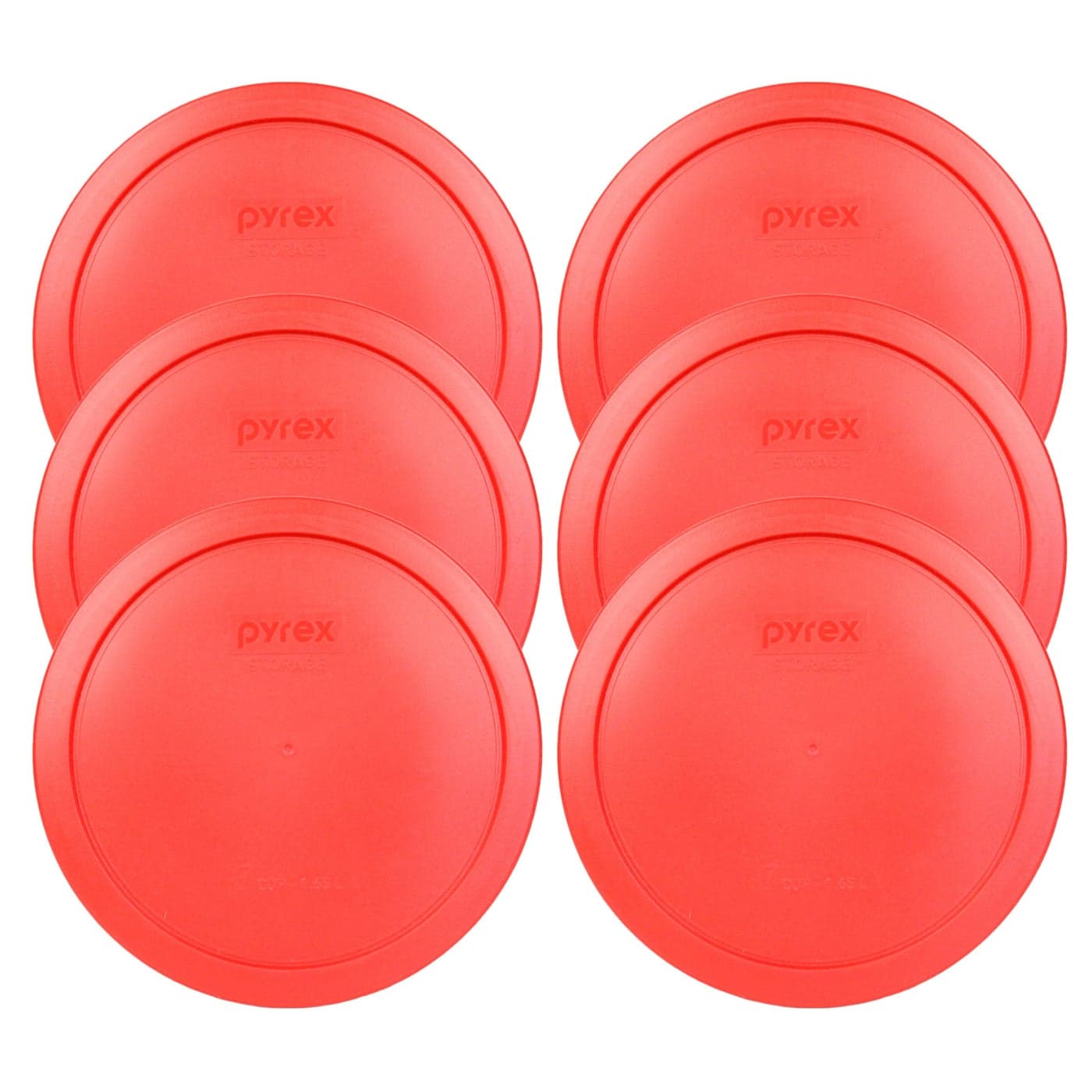 Pyrex 7402PC Red Round Storage Replacement Lid Cover fits 6 7 Cup 7 Dia Round 6Pack