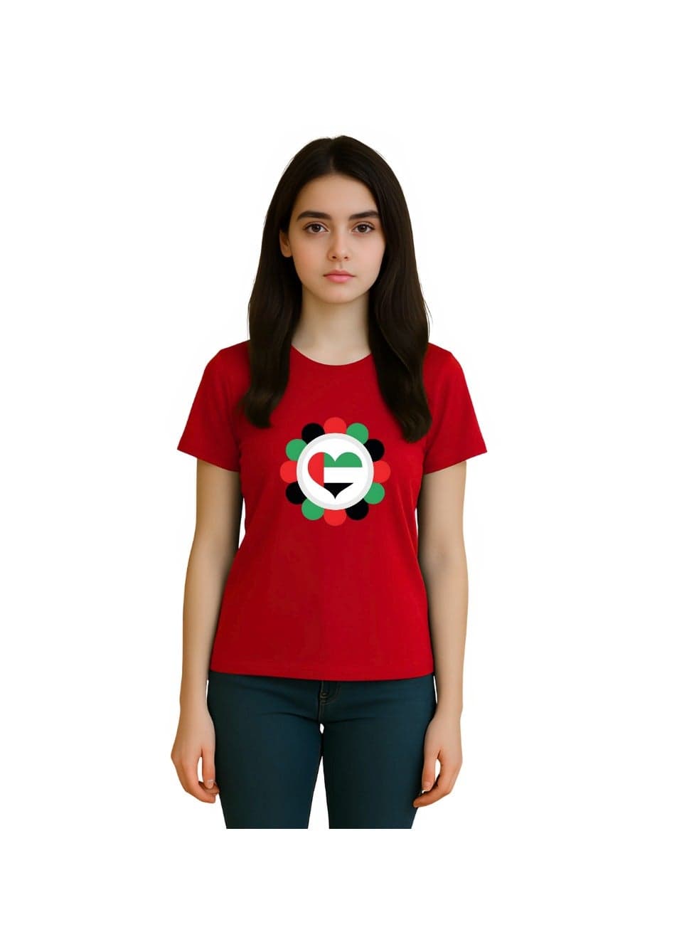 UAE Celebrating National Day Printed Adult Round Neck T-Shirt for Women