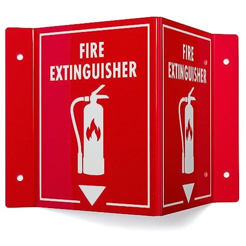 3D Fire Extinguisher Sign | Projecting Wall Mount Fire Safety Sign, 6" x 8" x 4"