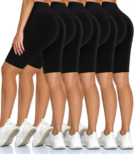 Diu Life 5 Pack High Waist Biker Shorts for Women - Buttery Soft 8" Womens Shorts for Workout, Yoga, Athletic