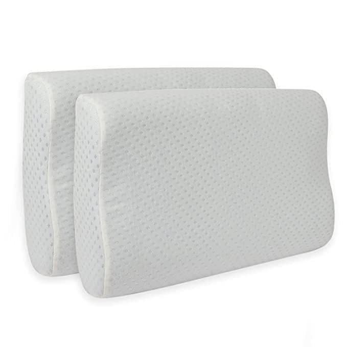 Sleepsia Memory Foam Pillow for Sleeping, Cool Gel Cervical Contour Orthopedic Bed Pillow with Washable Cover Supports Neck Shoulder Back Pain Relief (Pack of 2)