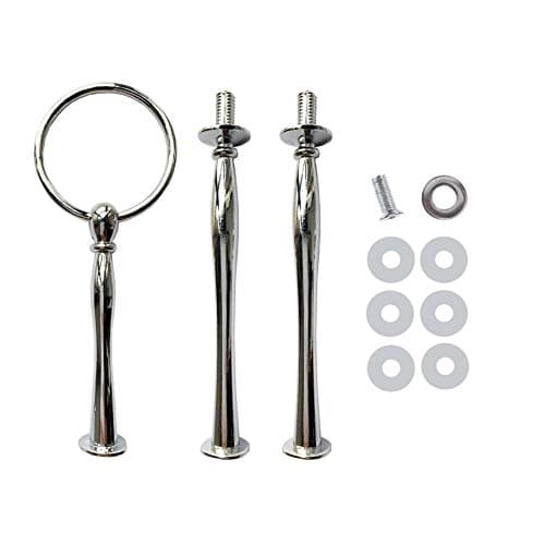Happy Will 3 Tier Round Metal Cake Stand Holder Heavy Duty Fruit Plate Handle Fittings Hardware Rod (Silver Circle)