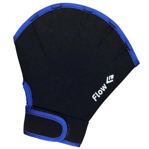 Flow Swimming Resistance Gloves - Webbed Gloves for Water Aerobics, Aquatic Fitness, and Swim Training (Black/Blue, X-Large)