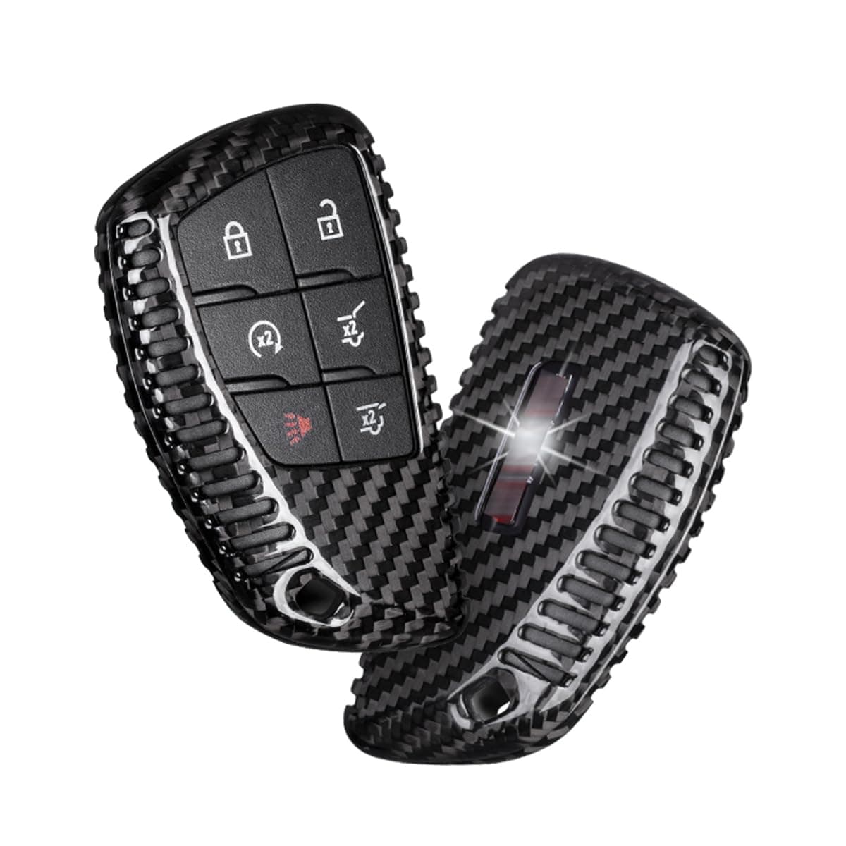 Genuine Carbon Fiber Key Fob Cover for Chevrolet Silverado 1500 2500 Suburban Tahoe Traverse Colorado Equinox RS and GMC Acadia AT4 Sierra Yukon XL and Buick Envision and Honda Prologue