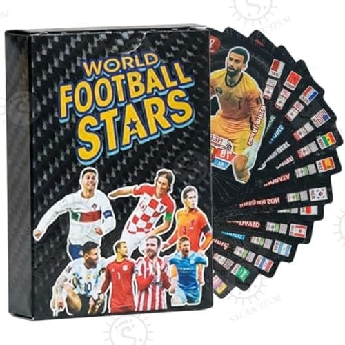 SHAKTISM World Football Soccer Star Gold Cards, Football TradingCard, 2024 World Cup Football Star Card, UEFA Champions League, Pack of 55 (World Football Star Soccer Card Black)