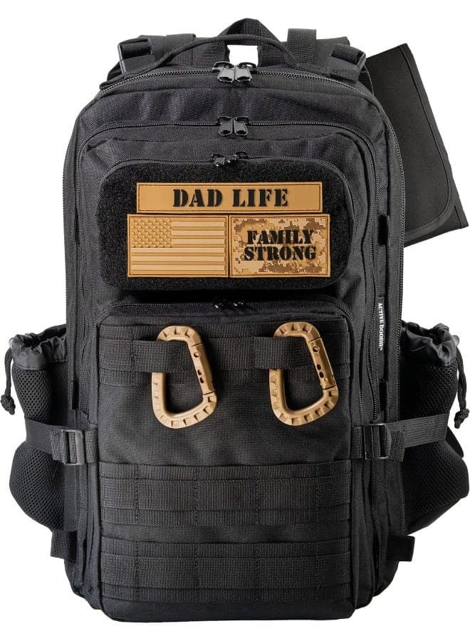 ActiveDoodie Dad Gear - Dad Diaper Bag for Men with Waterproof Changing Pad, Removable Dad Life Patches, Insulated Bottle Holders, Black
