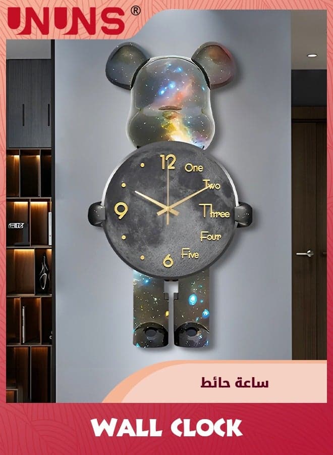 Large Wall Clocks For Living Room,Bear Shaped Modern Pendulum Wall Clock,Silent Quartz Battery Operated Non-Ticking For Bedroom Kitchen Office,12Inch