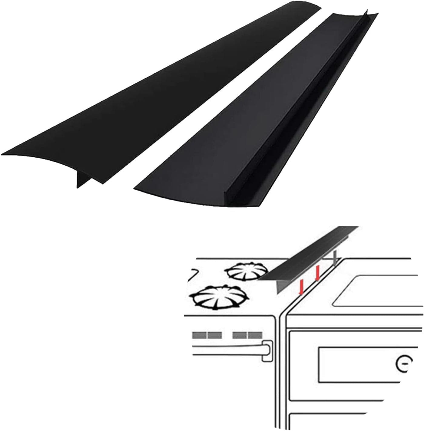 SEVCHY Silicone Stove Gap Covers 2 pack Oven Gap Filler Heat Resistant Stove Gap Filler Seal Gap between Stovetop and Counter Easy Clean 21 inch Black