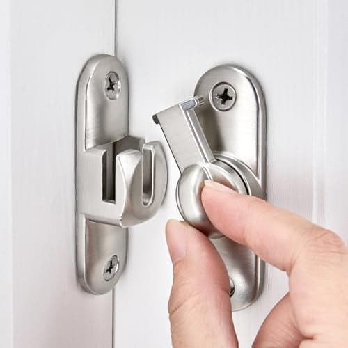 INIRET Silvery Barn Door Latches,90/180 Degree Gate Lock,Flip Gate Latches Hardware,Zinc Alloy Right Angle Door Lock Latch,Door Security Sliding Door Latch Lock for Cabinets,Bathroom