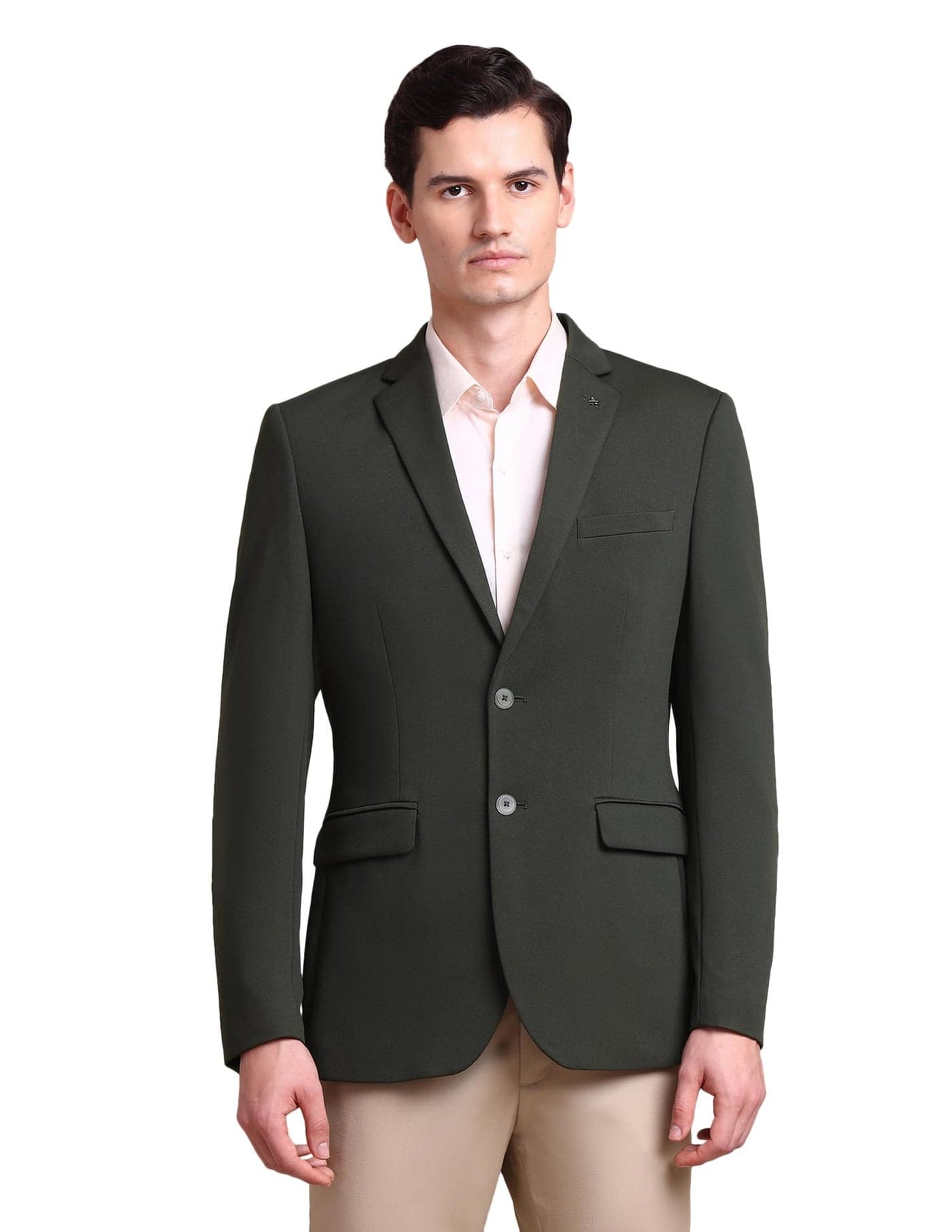 Arrow Solid Knitted Blazer for Men - Slim Fit, Button Closure Casual Blazer for Men - 40, Olive