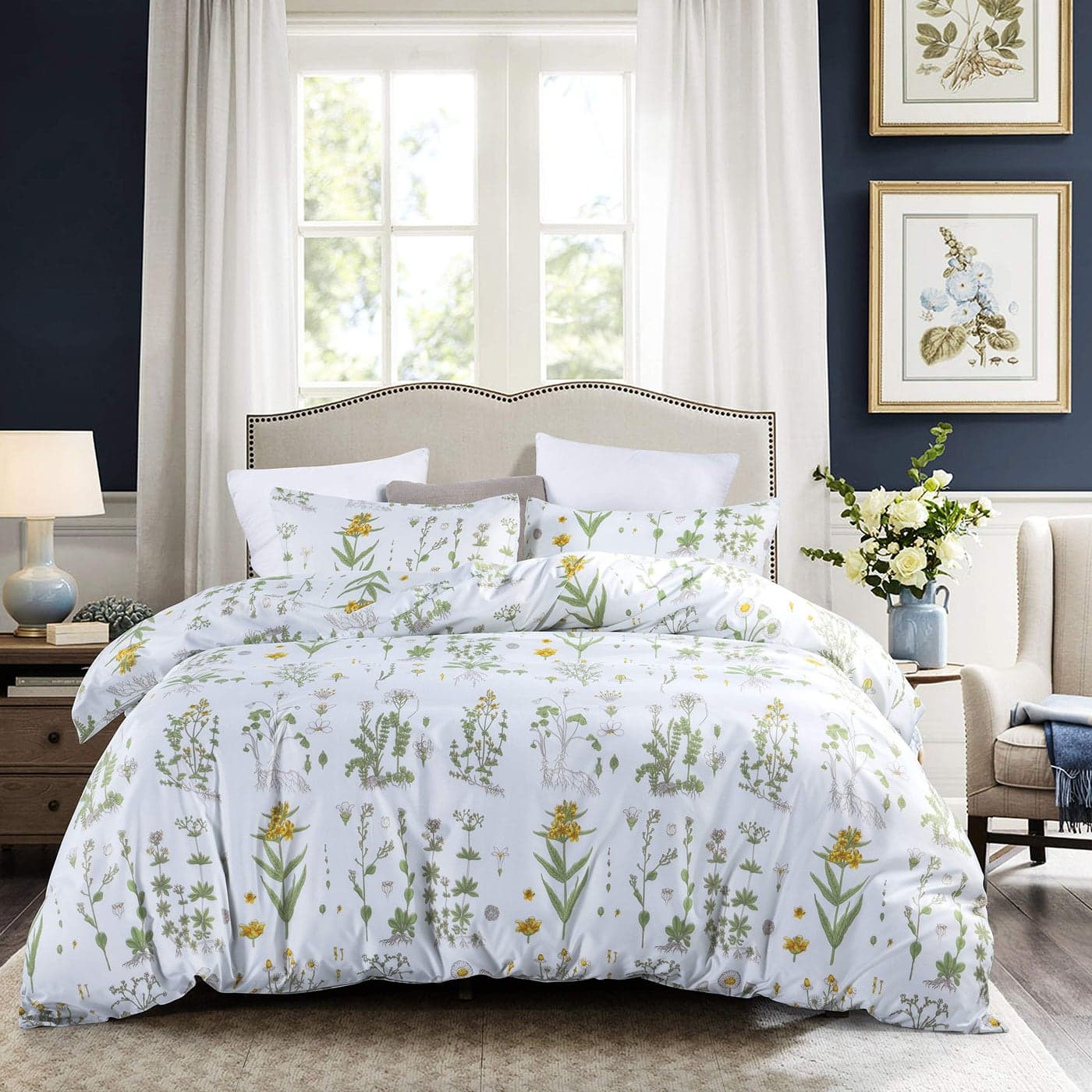 GETIANN Floral Duvet Cover Set King Comforter Cover Set Spring Plant Printed 1 Comforter Cover 90x104 with 2 Pillow Shams Soft 3 Pieces Bedding Set