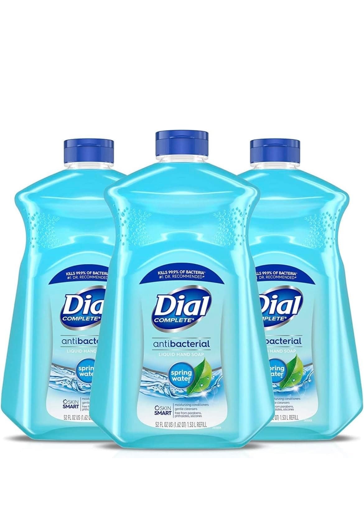 Dial Antibacterial Liquid Hand Soap Refill Spring Water 52 fl oz Pack of 3