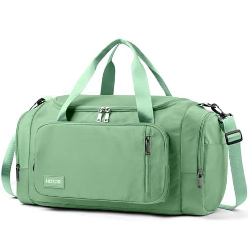 HOTOR Gym Bags for Men & Women - Spacious Duffle Bag with Shoe Compartment & Wet Pocket, Carry On Weekender Bag Portable Sports Duffel Bag for Workout, Fitness, Travel, Green, 20.5" x 11.0" x 10.6"