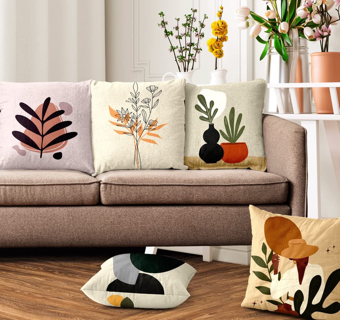 Ultimate Trends Polyester Digital Modern Printed Cushion Cover 12x12 Set of 5, Multi Color(UTCC-New-03_12)