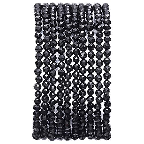 BEADIA Faceted Natural Flint Stone Round Loose Semi Gemstone Beads for Jewelry Making 335mm 38cm