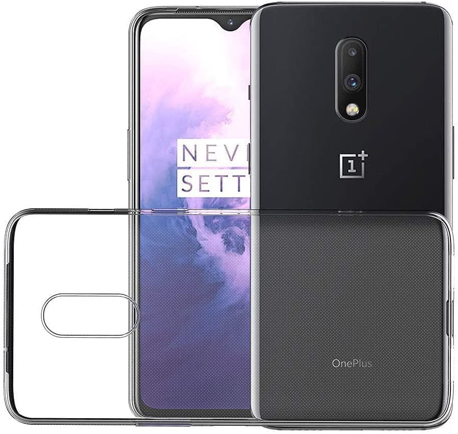 NISHTECH for OnePlus 6T / OnePlus 7 Premium Transparent Hybrid Soft Slim Dust Proof Back Case Cover Silicone with Camera Protection