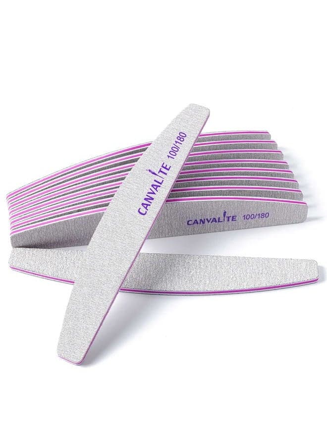 Canvalite 10 PCS Nail File Professional Nail Files Reusable Double Sided Emery Board(100/180 Grit) Nail Styling Tools for Home and Salon Use Christmas Gifts for Women
