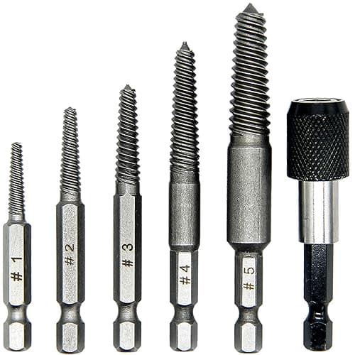 6Piece Bolt Extractor Set Damaged Screw Stud Remover Fine Thread Quick Change